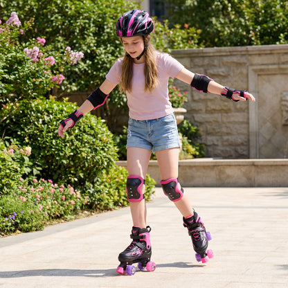 Kids & Teen Adjustable Quad Roller Skates with Light-Up Wheels - Niksstuff