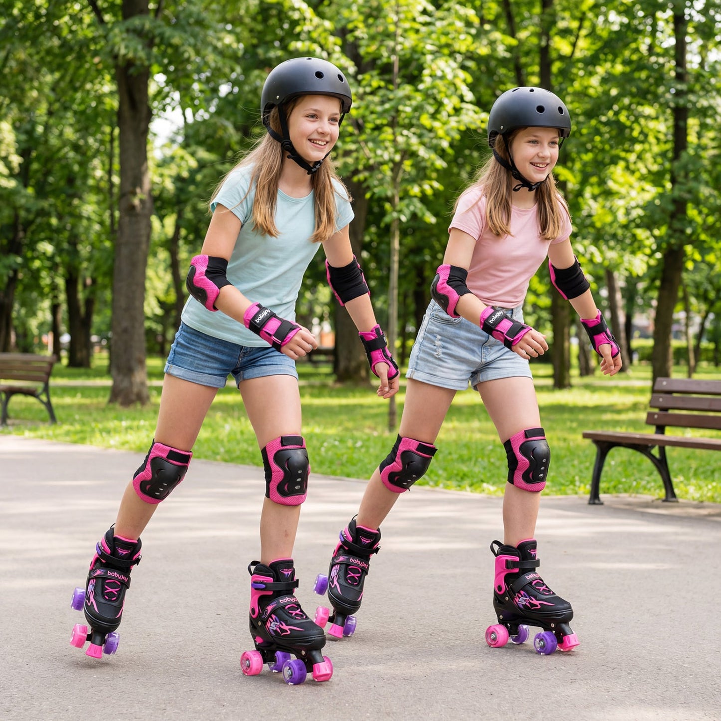 Kids & Teen Adjustable Quad Roller Skates with Light-Up Wheels - Niksstuff