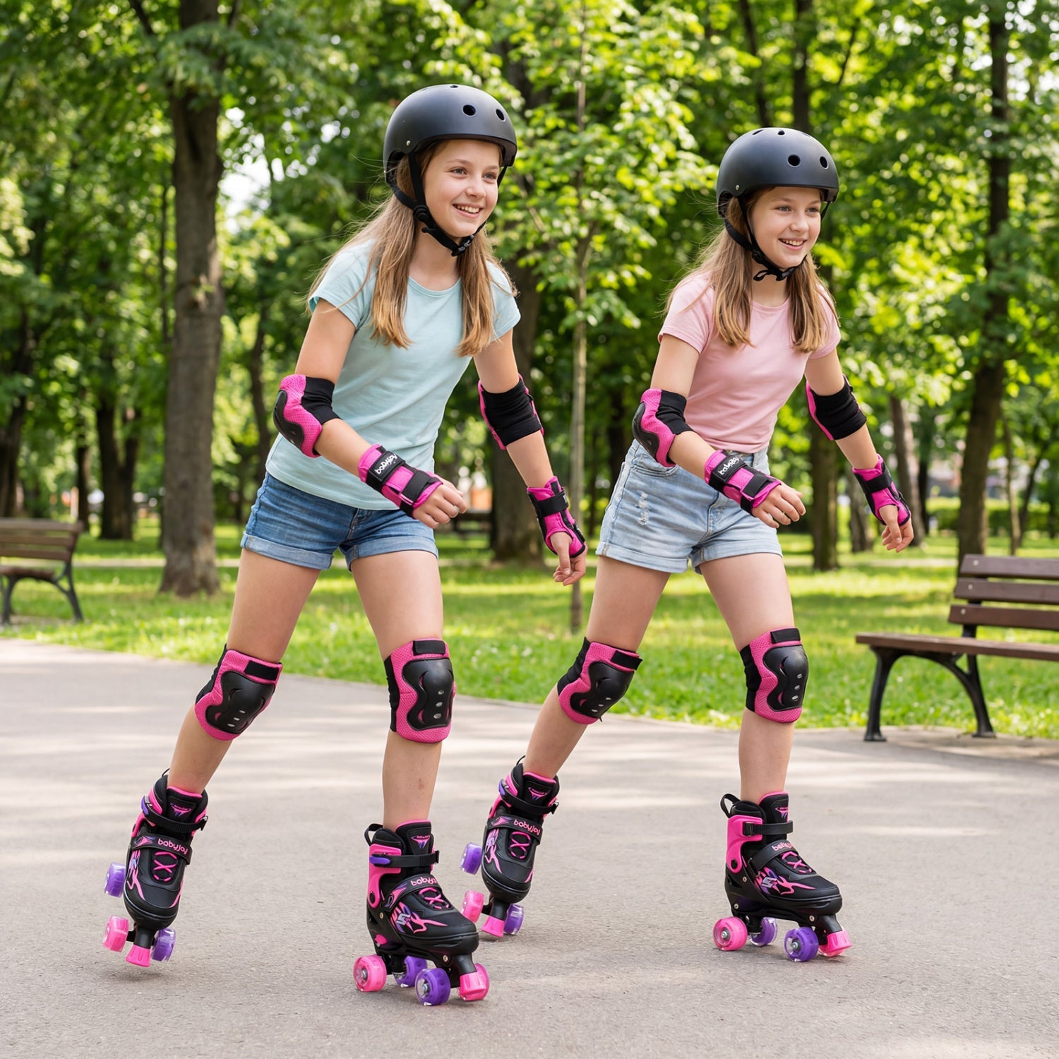 Kids & Teen Adjustable Quad Roller Skates with Light-Up Wheels - Niksstuff