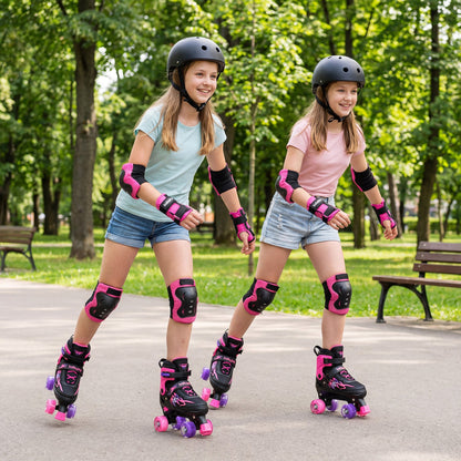 Kids & Teen Adjustable Quad Roller Skates with Light-Up Wheels - Niksstuff