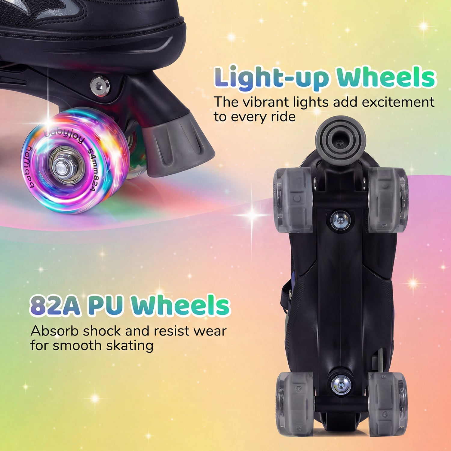 Kids & Teen Adjustable Quad Roller Skates with Light-Up Wheels - Niksstuff