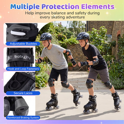 Kids & Teen Adjustable Quad Roller Skates with Light-Up Wheels - Niksstuff