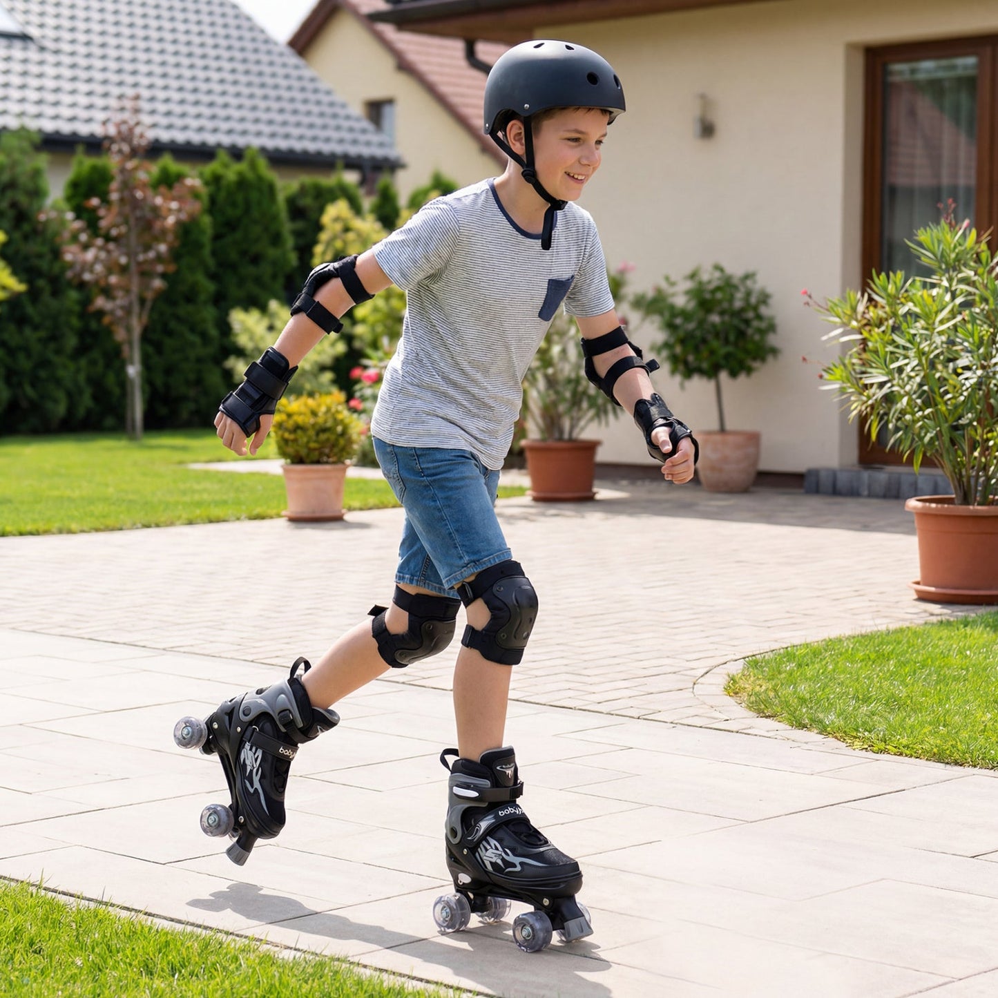 Kids & Teen Adjustable Quad Roller Skates with Light-Up Wheels - Niksstuff
