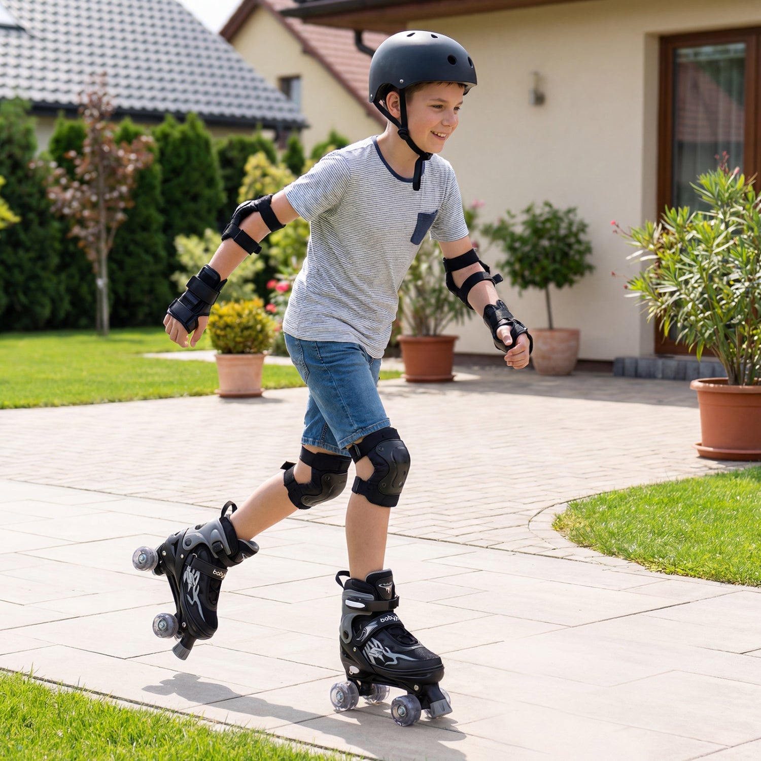 Kids & Teen Adjustable Quad Roller Skates with Light-Up Wheels - Niksstuff