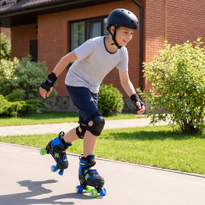 Kids & Teen Adjustable Quad Roller Skates with Light-Up Wheels - Niksstuff