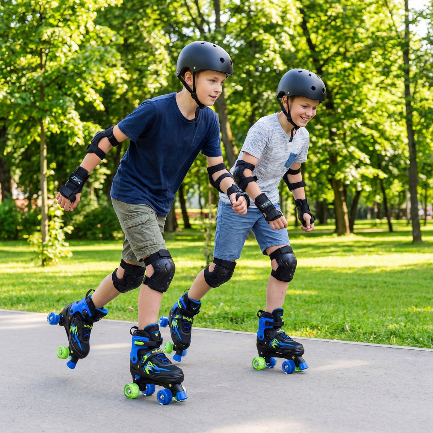 Kids & Teen Adjustable Quad Roller Skates with Light-Up Wheels - Niksstuff