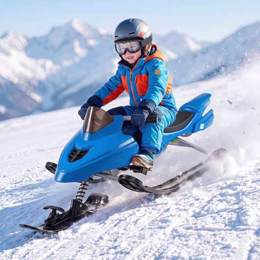 Snow Racer Sled for Kids | Brakes, Steering & Spring Suspension | Ages 6–12 | 90 lb Capacity | 3 Colors