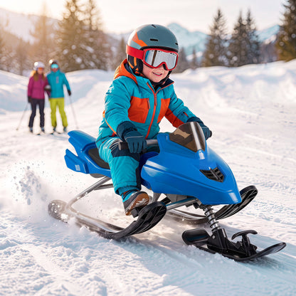 Snow Racer Sled for Kids | Brakes, Steering & Spring Suspension | Ages 6–12 | 90 lb Capacity | 3 Colors