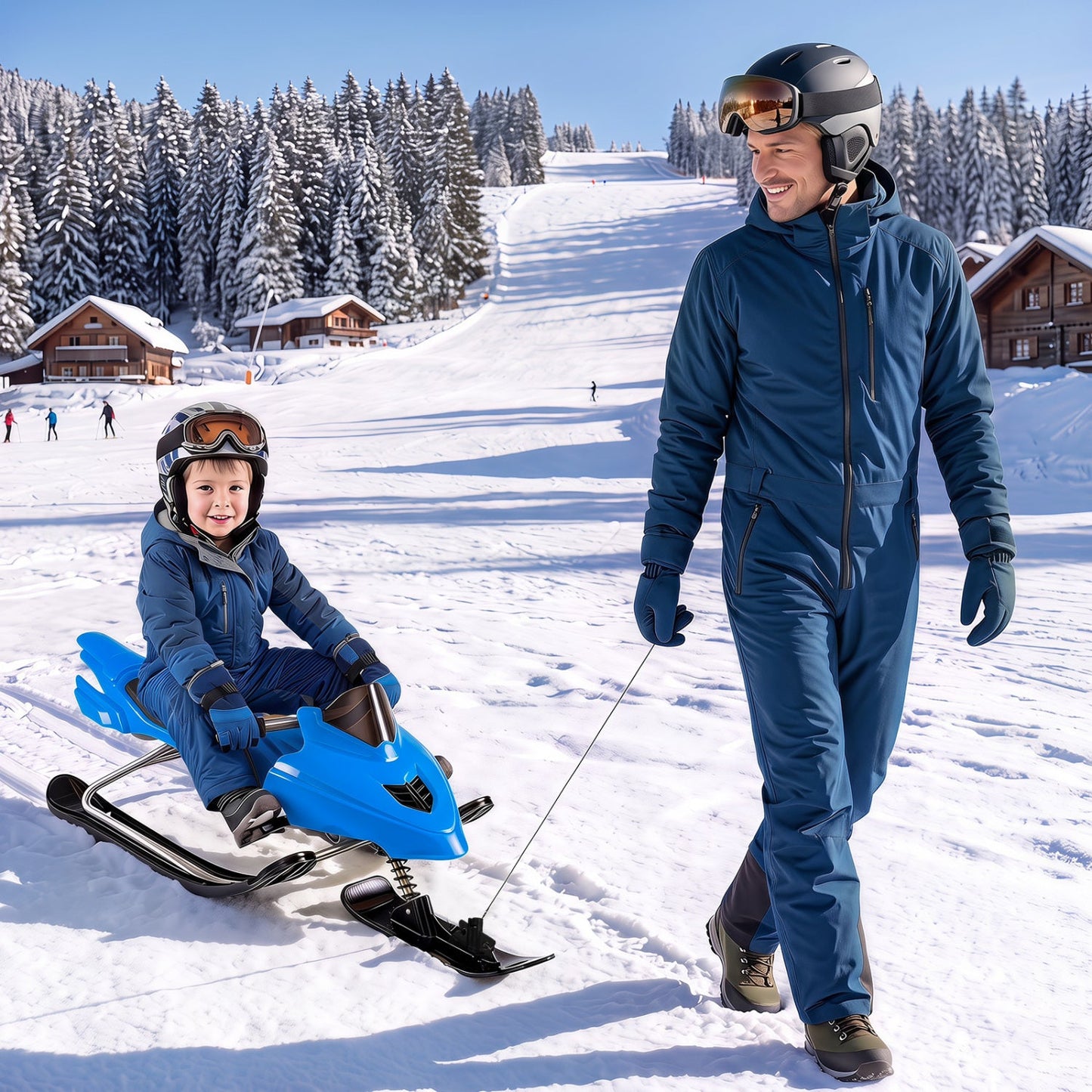 Snow Racer Sled for Kids | Brakes, Steering & Spring Suspension | Ages 6–12 | 90 lb Capacity | 3 Colors