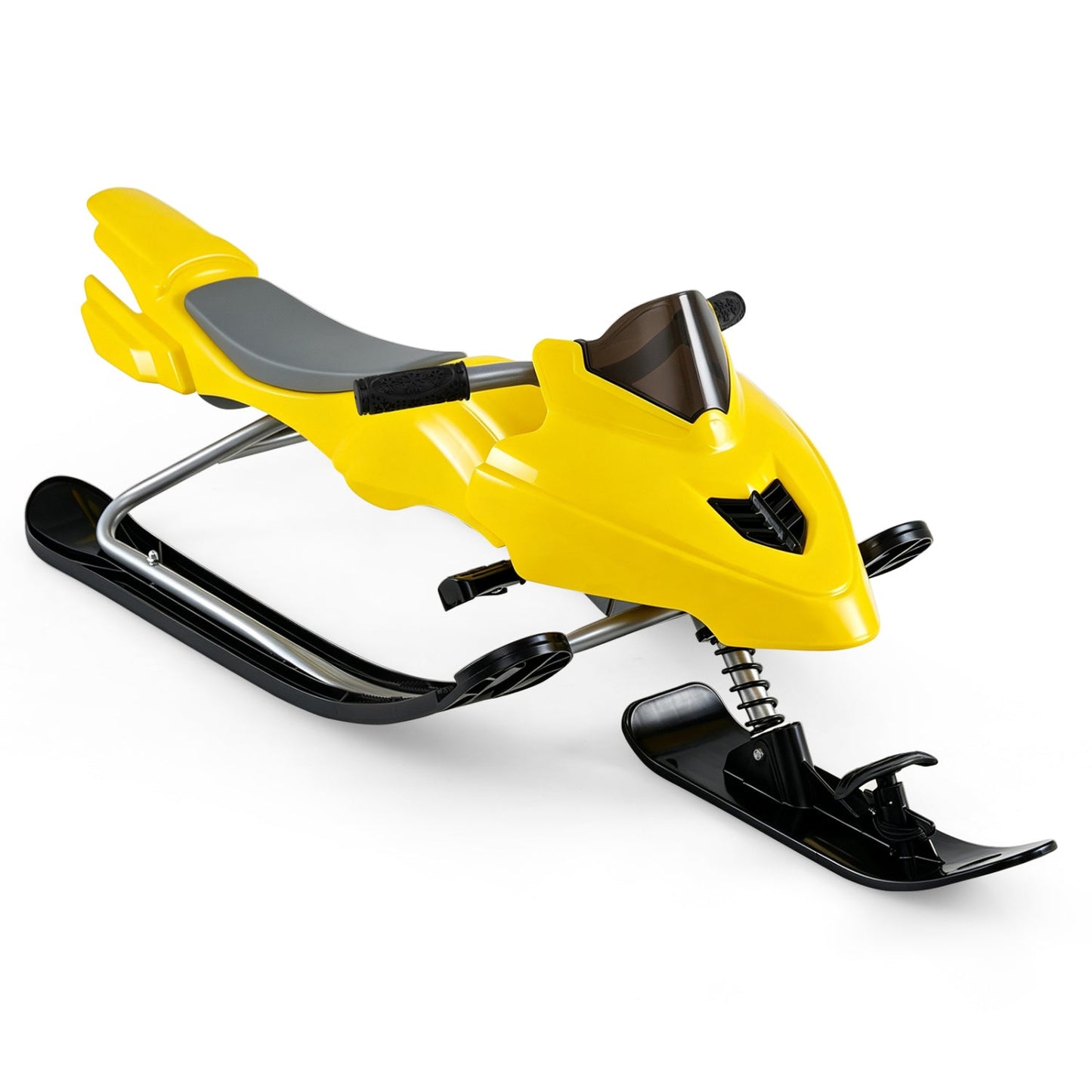Snow Racer Sled for Kids | Brakes, Steering & Spring Suspension | Ages 6–12 | 90 lb Capacity | 3 Colors