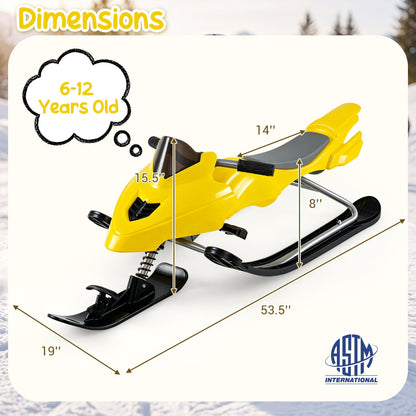 Snow Racer Sled for Kids | Brakes, Steering & Spring Suspension | Ages 6–12 | 90 lb Capacity | 3 Colors