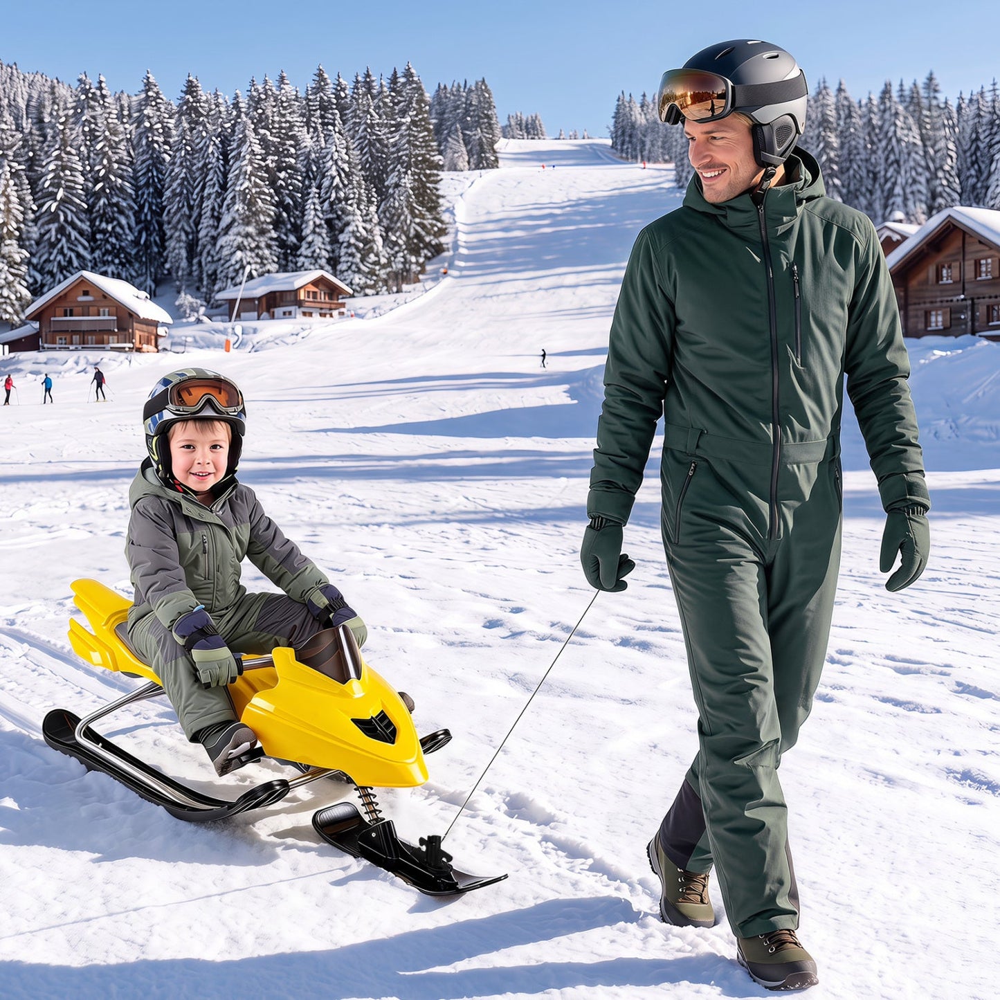 Snow Racer Sled for Kids | Brakes, Steering & Spring Suspension | Ages 6–12 | 90 lb Capacity | 3 Colors