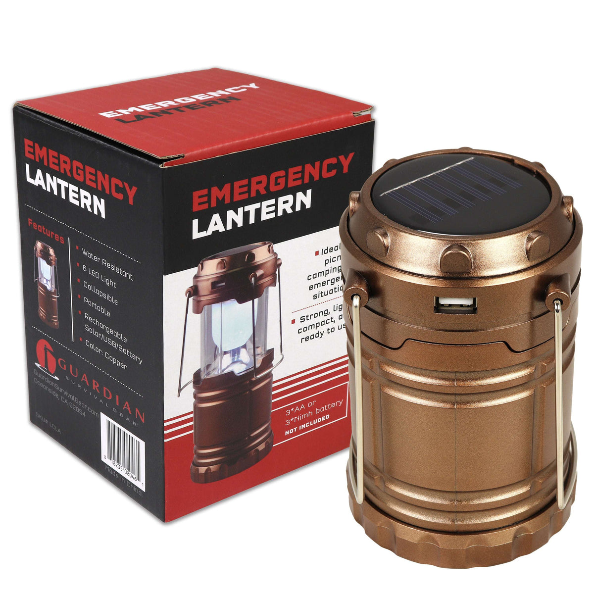 Quake Kits Collapsible Solar Lantern - Rechargeable LED Camping Light