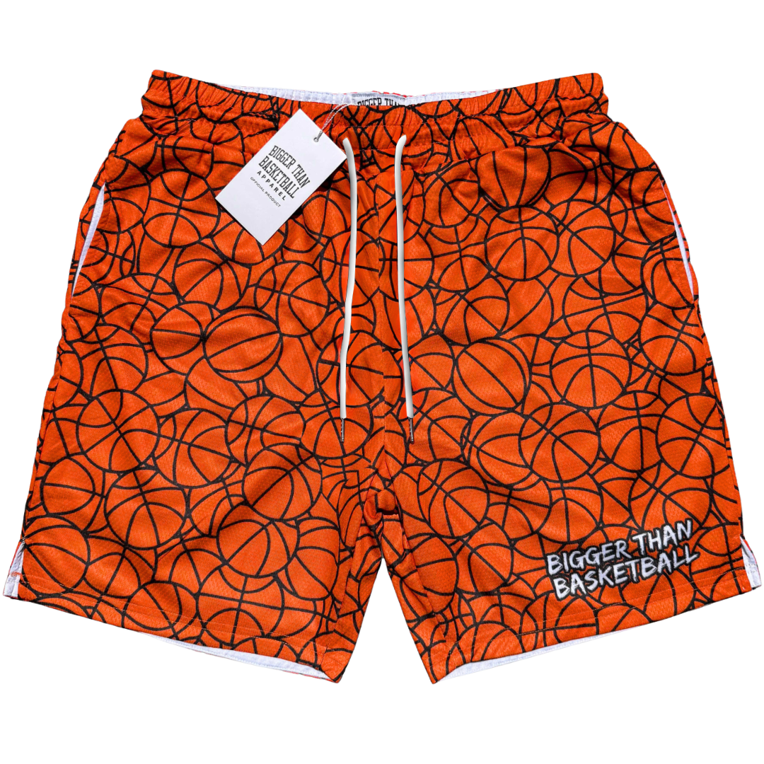 Bigger Than Basketball Pattern Shorts - Orange | Youth & Adult - Niksstuff