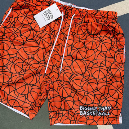 Bigger Than Basketball Pattern Shorts - Orange | Youth & Adult - Niksstuff