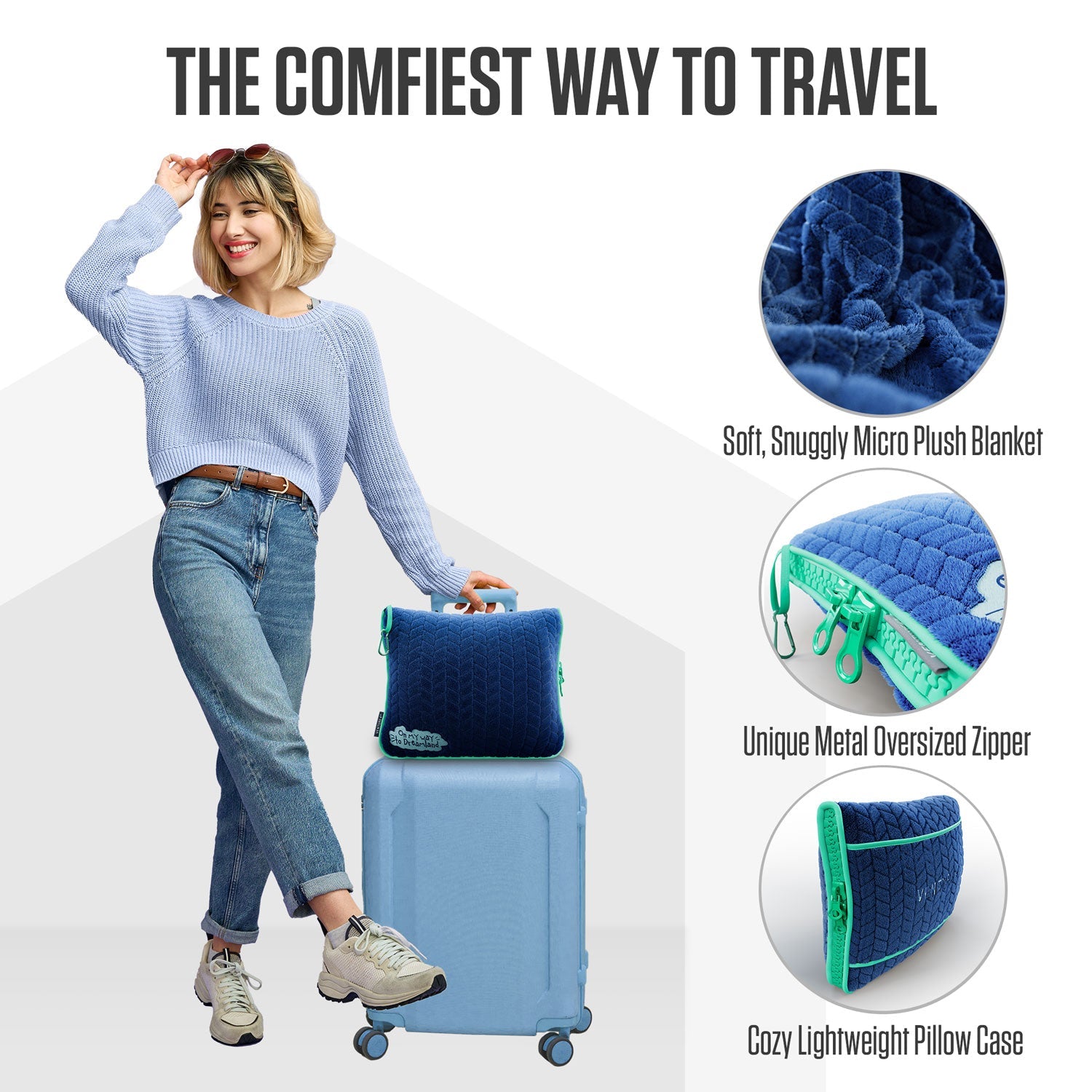 VENTURE 4TH 2-in-1 Travel Blanket & Pillow Set | 68"x42" | Micro Plush | 4 Colors - Niksstuff