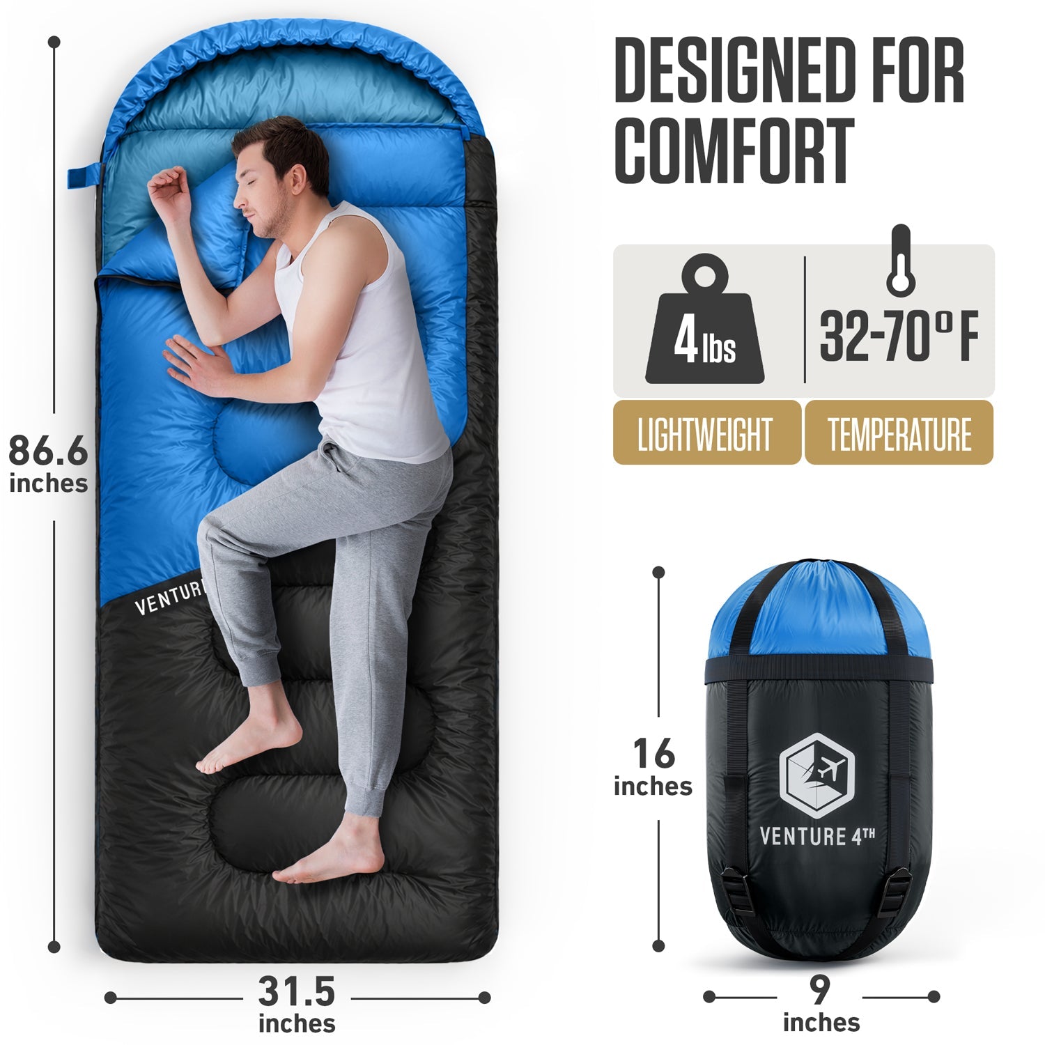 VENTURE 4TH 3-Season Sleeping Bag - Niksstuff