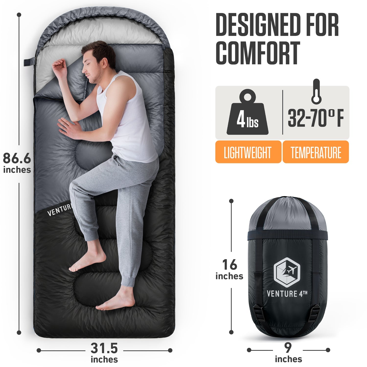 VENTURE 4TH 3-Season Sleeping Bag - Niksstuff
