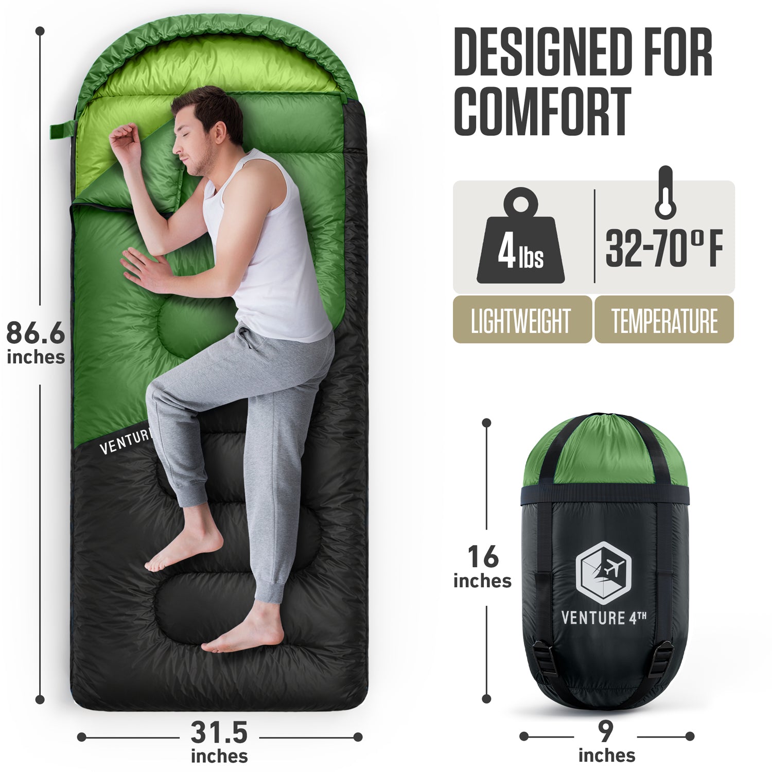 VENTURE 4TH 3-Season Sleeping Bag - Niksstuff
