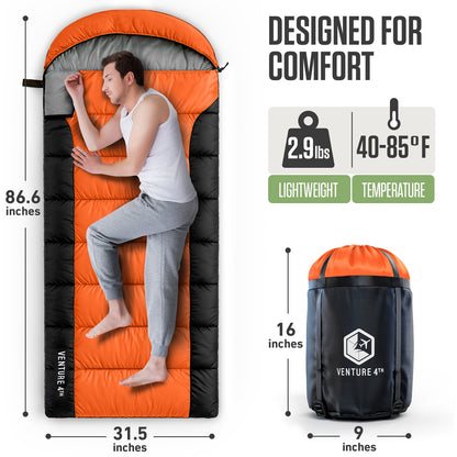 VENTURE 4TH Summer Sleeping Bag | 40–70°F | 29.5"x86.6" | Lightweight 2.7 lbs | 6 Colors - Niksstuff