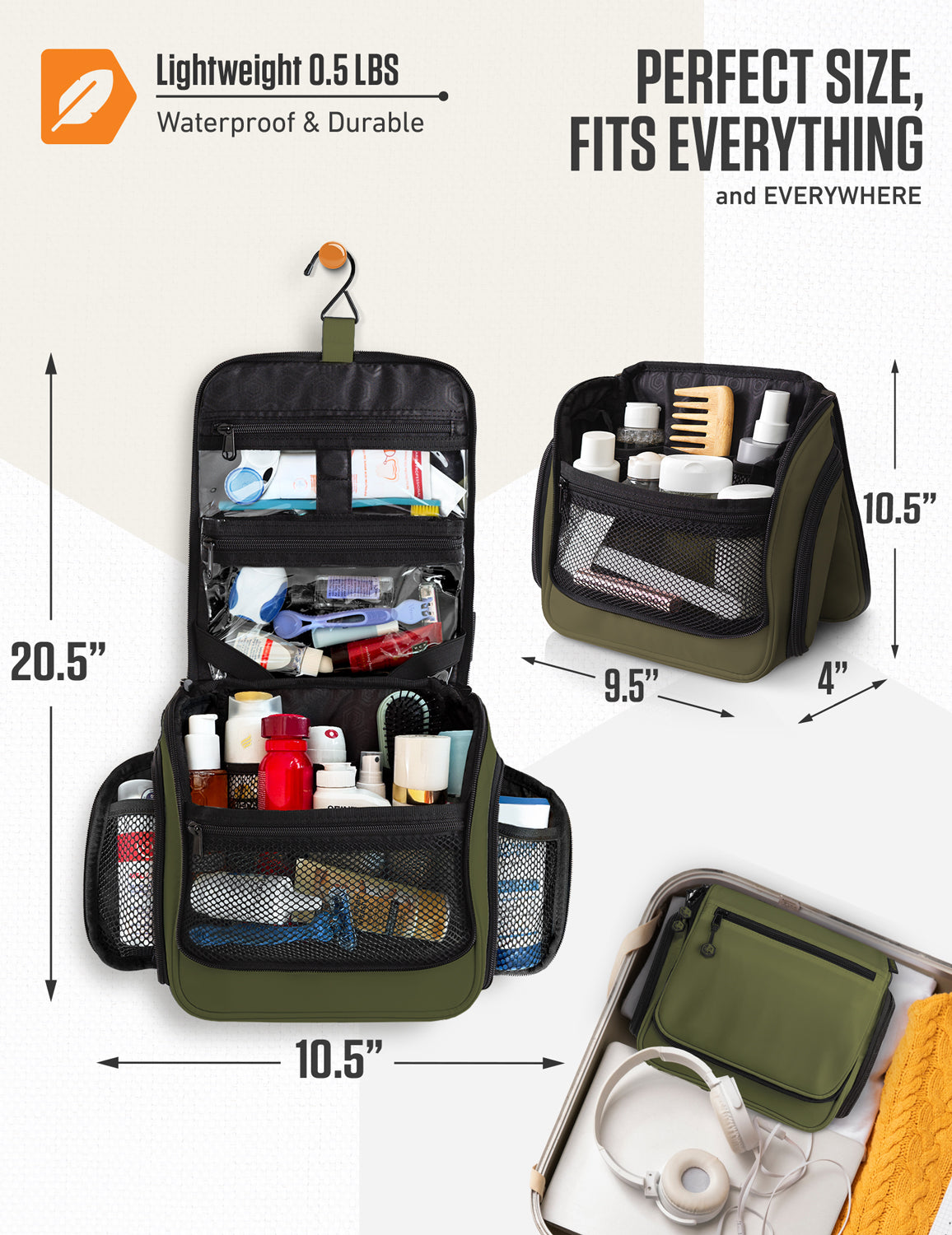 VENTURE 4TH Hanging Travel Toiletry Bag | TSA Compliant | 18 Colors & Designs - Niksstuff