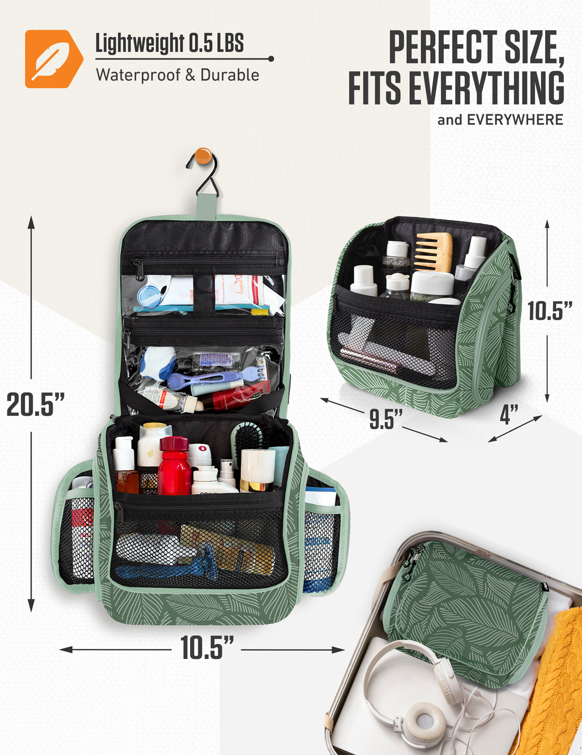 VENTURE 4TH Hanging Travel Toiletry Bag | TSA Compliant | 18 Colors & Designs - Niksstuff
