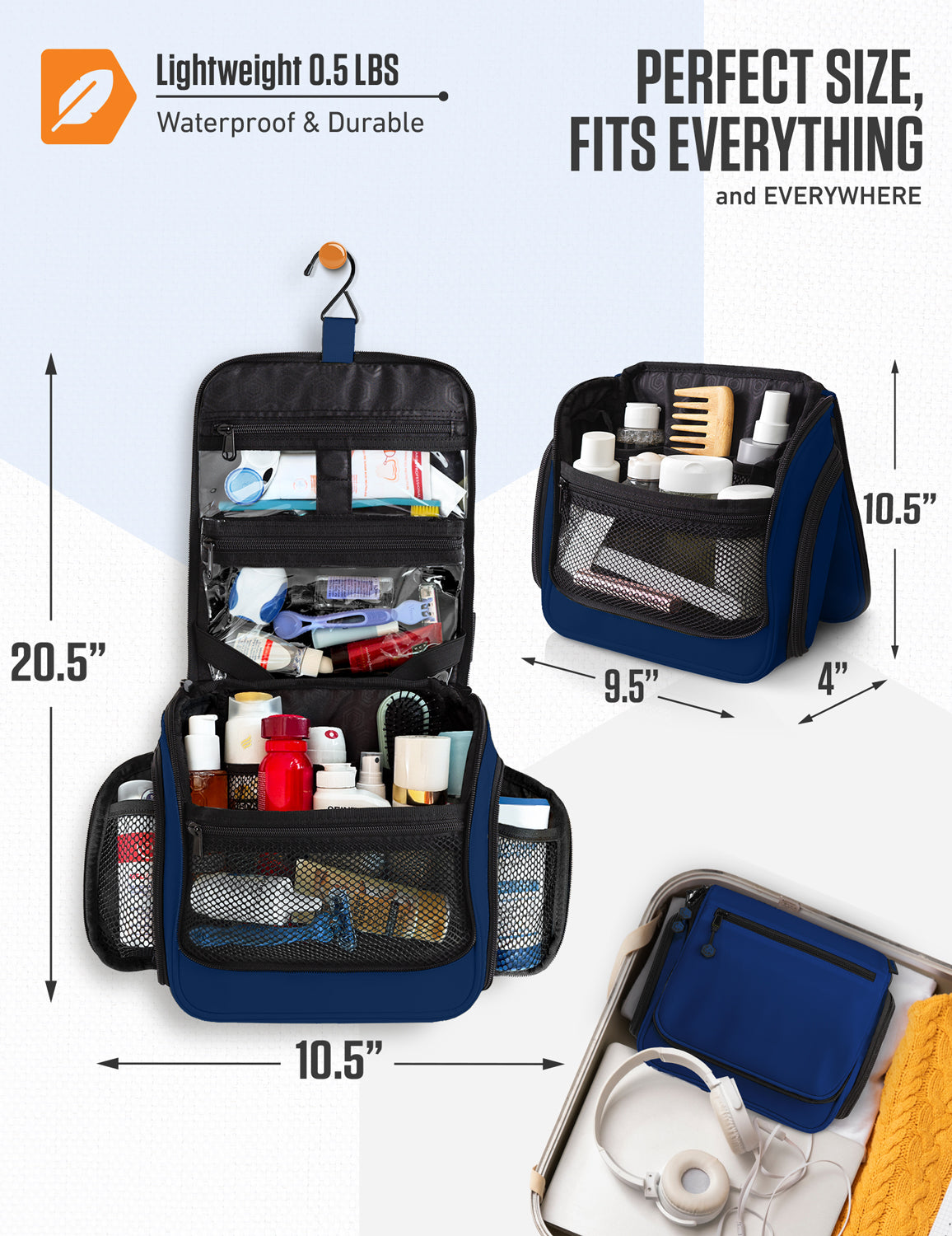VENTURE 4TH Hanging Travel Toiletry Bag | TSA Compliant | 18 Colors & Designs - Niksstuff