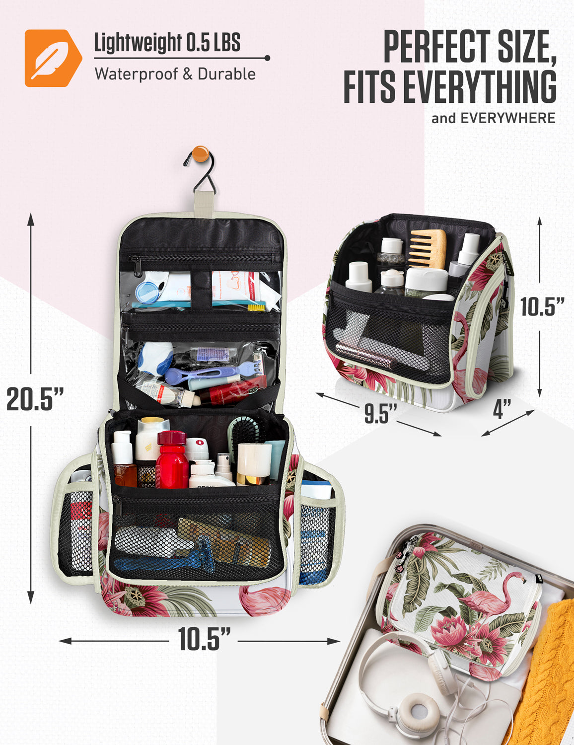 VENTURE 4TH Hanging Travel Toiletry Bag | TSA Compliant | 18 Colors & Designs - Niksstuff