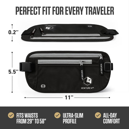 VENTURE 4TH RFID Safe Money Belt | Fits Up to 56" Waist | 12 Colors - Niksstuff