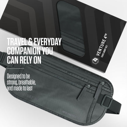 VENTURE 4TH RFID Blocking Travel Money Belt | Fits Up to 56" Waist | 8 Colors - Niksstuff