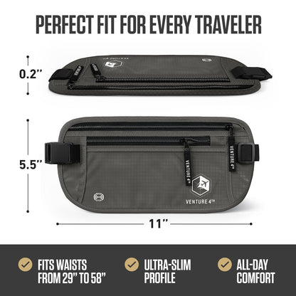 VENTURE 4TH RFID Safe Money Belt | Fits Up to 56" Waist | 12 Colors - Niksstuff