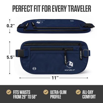 VENTURE 4TH RFID Safe Money Belt | Fits Up to 56" Waist | 12 Colors - Niksstuff