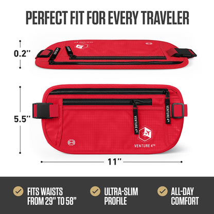 VENTURE 4TH RFID Safe Money Belt | Fits Up to 56" Waist | 12 Colors - Niksstuff