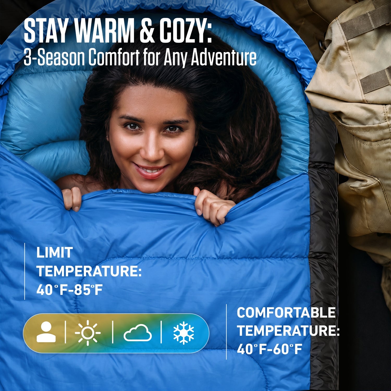 VENTURE 4TH Summer Sleeping Bag | 40–70°F | 29.5"x86.6" | Lightweight 2.7 lbs | 6 Colors - Niksstuff
