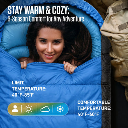 VENTURE 4TH Summer Sleeping Bag | 40–70°F | 29.5"x86.6" | Lightweight 2.7 lbs | 6 Colors - Niksstuff