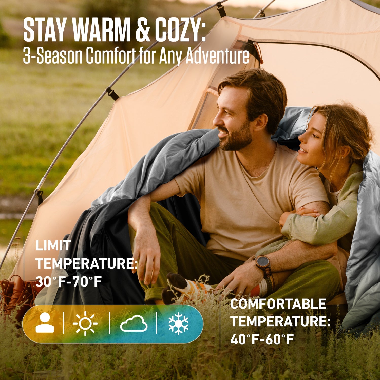 VENTURE 4TH Double Sleeping Bag for Two | 3-Season | 30°F–70°F - Niksstuff