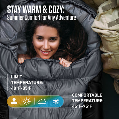 VENTURE 4TH Summer Sleeping Bag | 40–70°F | 29.5"x86.6" | Lightweight 2.7 lbs | 6 Colors - Niksstuff