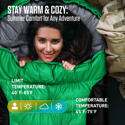 VENTURE 4TH Summer Sleeping Bag | 40–70°F | 29.5"x86.6" | Lightweight 2.7 lbs | 6 Colors - Niksstuff