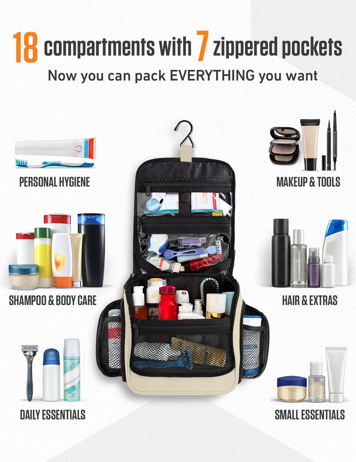 VENTURE 4TH Hanging Travel Toiletry Bag | TSA Compliant | 18 Colors & Designs - Niksstuff