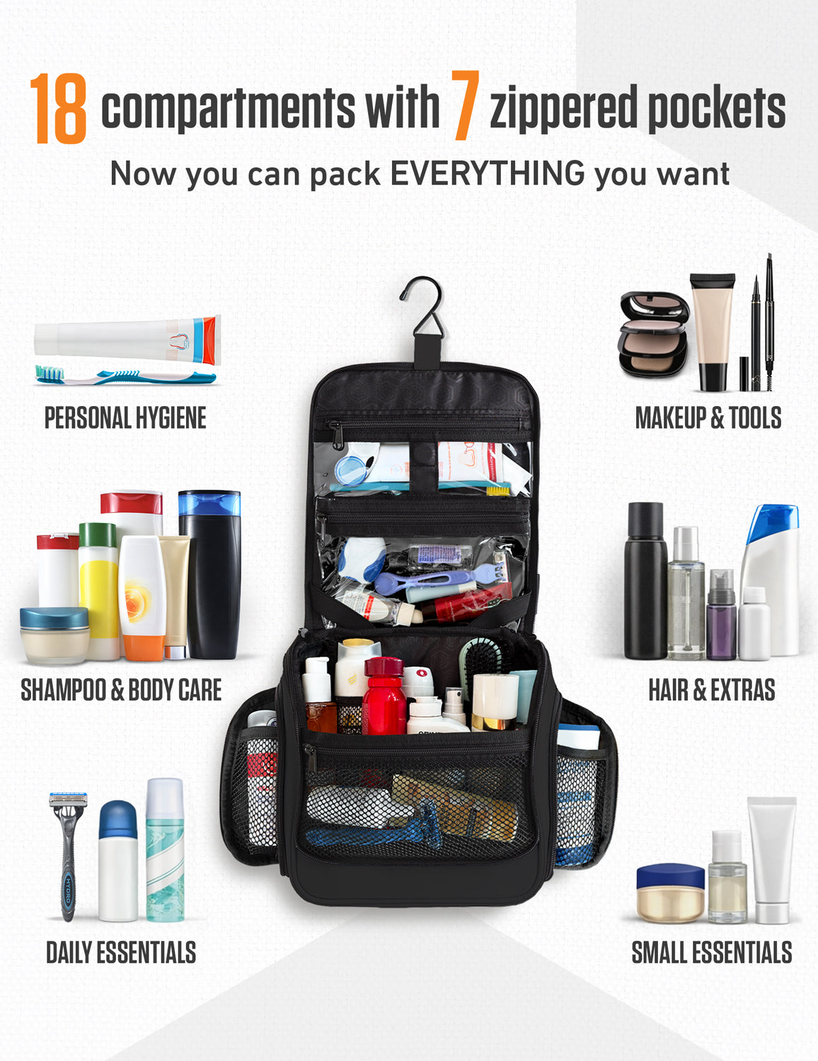 VENTURE 4TH Hanging Travel Toiletry Bag | TSA Compliant | 18 Colors & Designs - Niksstuff