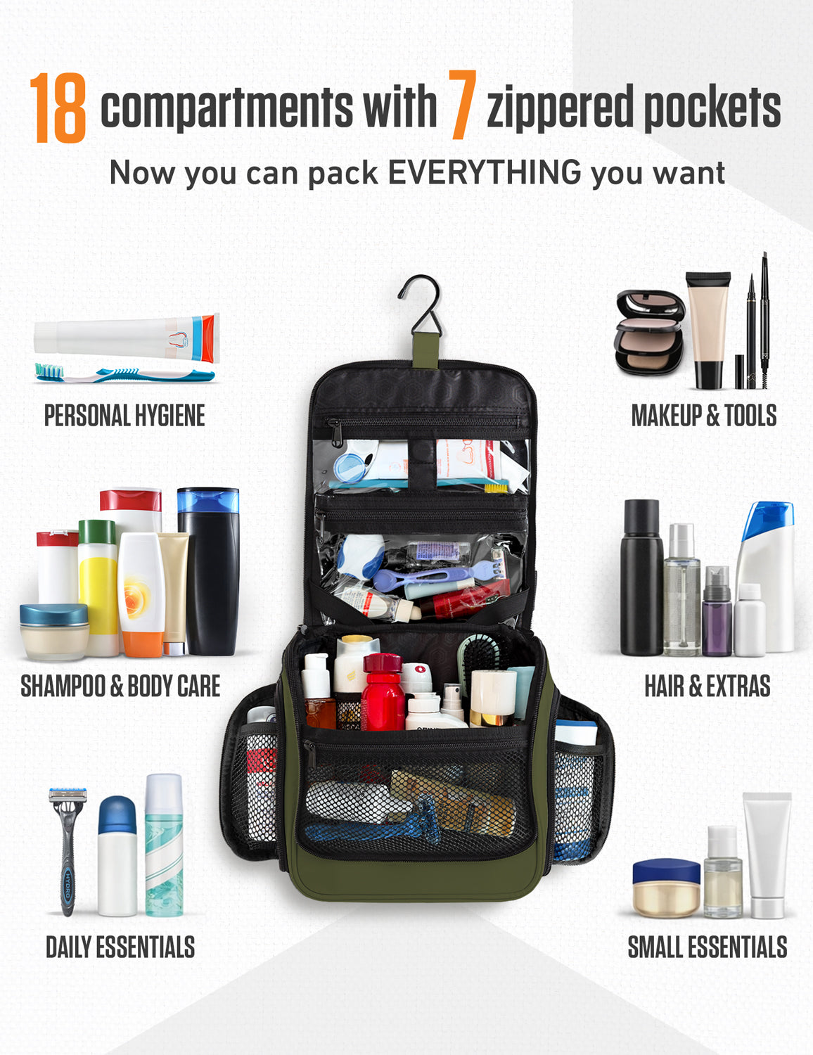 VENTURE 4TH Hanging Travel Toiletry Bag | TSA Compliant | 18 Colors & Designs - Niksstuff