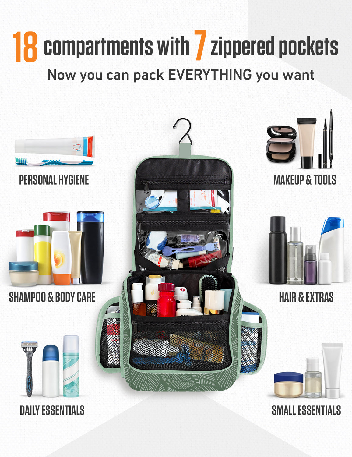 VENTURE 4TH Hanging Travel Toiletry Bag | TSA Compliant | 18 Colors & Designs - Niksstuff