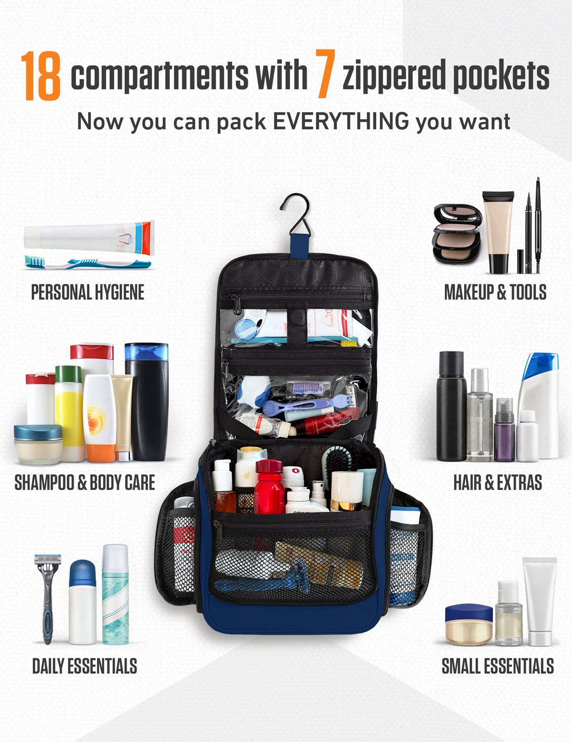 VENTURE 4TH Hanging Travel Toiletry Bag | TSA Compliant | 18 Colors & Designs - Niksstuff