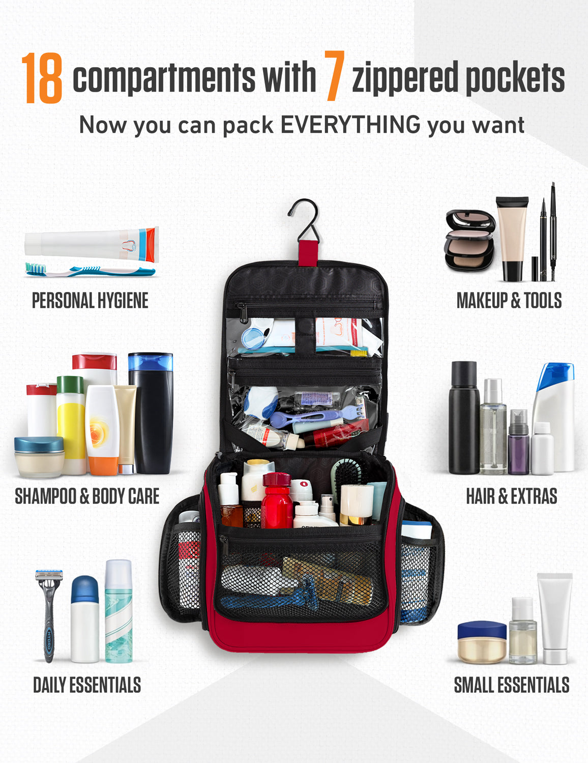 VENTURE 4TH Hanging Travel Toiletry Bag | TSA Compliant | 18 Colors & Designs - Niksstuff