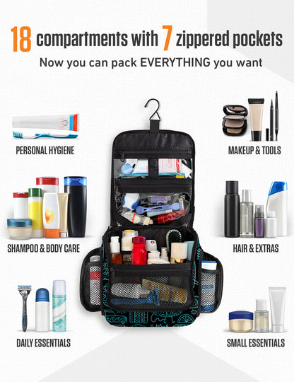 VENTURE 4TH Hanging Travel Toiletry Bag | TSA Compliant | 18 Colors & Designs - Niksstuff