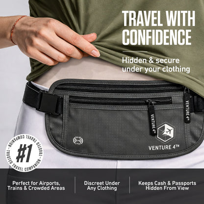 VENTURE 4TH RFID Safe Money Belt | Fits Up to 56" Waist | 12 Colors - Niksstuff