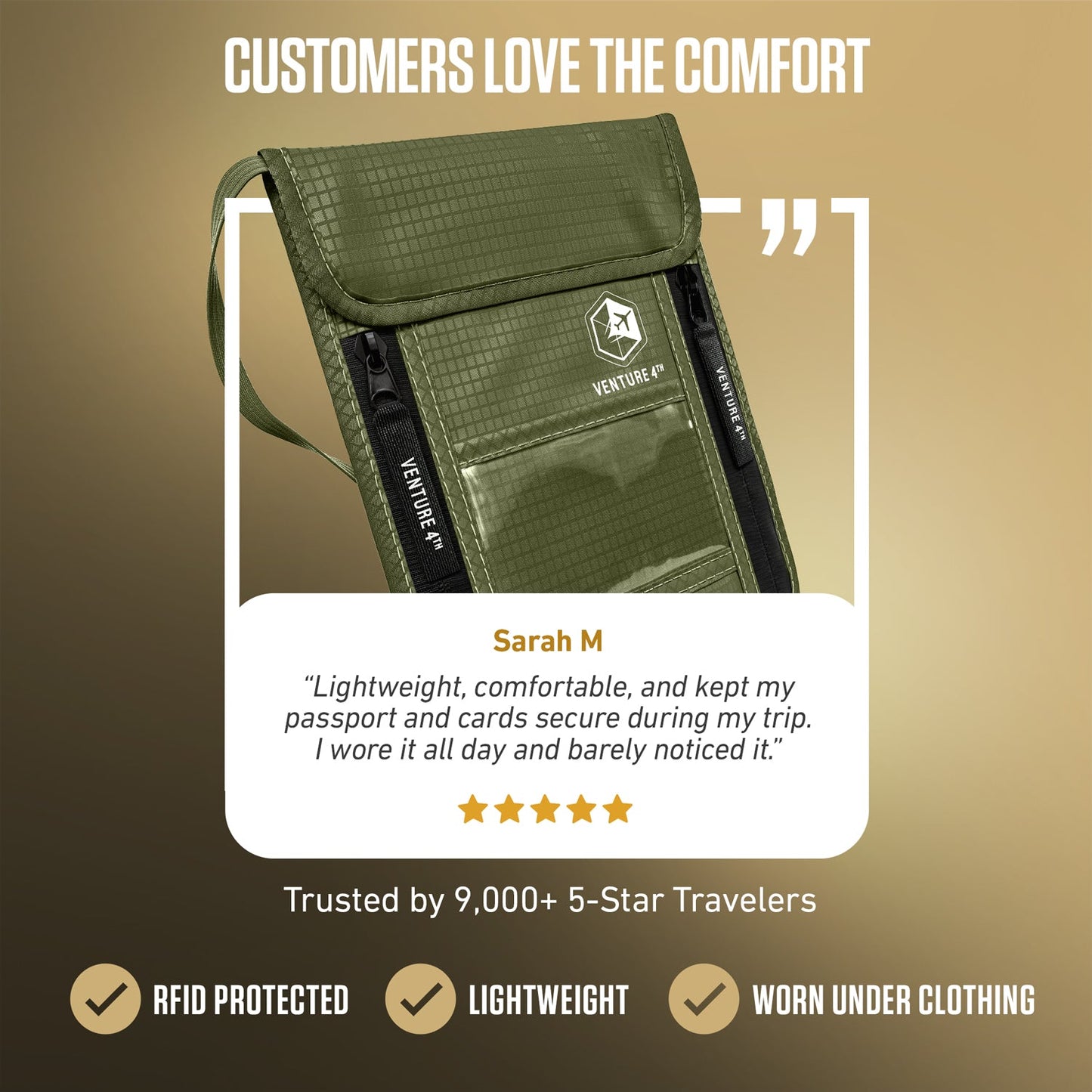 VENTURE 4TH RFID Blocking Neck Pouch | Travel Wallet | 8 Colors - Niksstuff