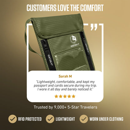 VENTURE 4TH RFID Blocking Neck Pouch | Travel Wallet | 8 Colors - Niksstuff