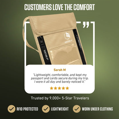 VENTURE 4TH RFID Blocking Neck Pouch | Travel Wallet | 8 Colors - Niksstuff