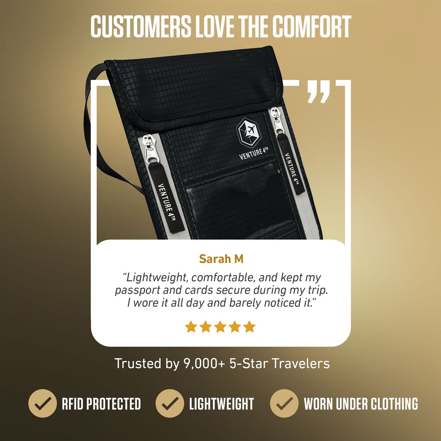 VENTURE 4TH RFID Blocking Neck Pouch | Travel Wallet | 8 Colors - Niksstuff